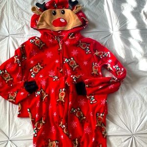 Fleece Reindeer onsie pjs